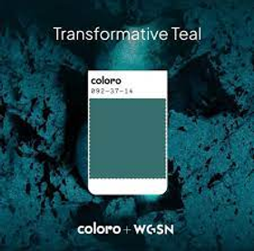 Transformative Teal colour swatch with background
