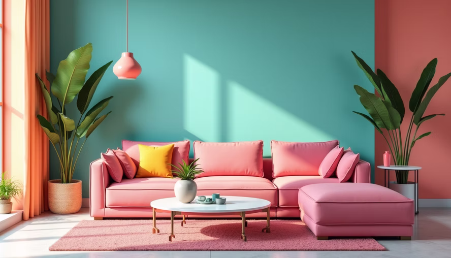 Future Pop Colours Beautiful, colourful lounge room in pop style