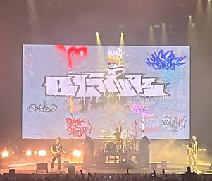 Blink 182 in Melbourne 2024 with graffiti back drop 