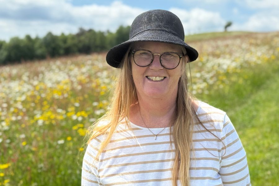 Michelle in a flower field